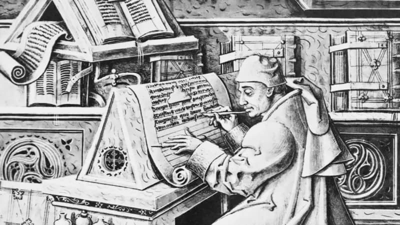 A medieval scribe at work