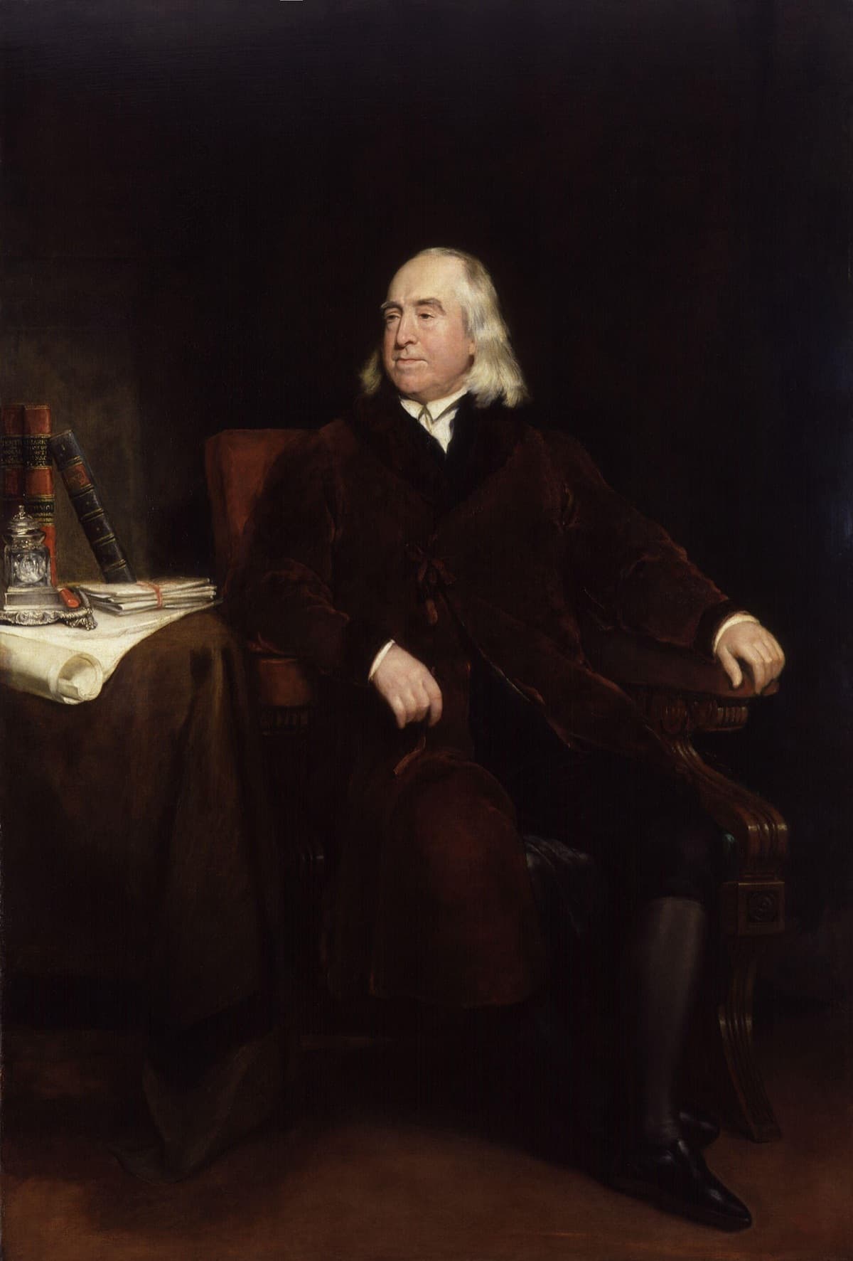 Portrait of Jeremy Bentham in old age, seated, by Henry William Pickersgill