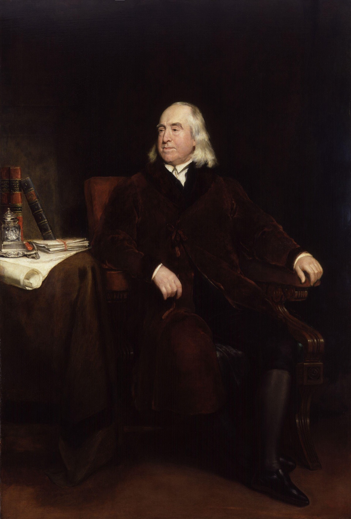 Portrait of Jeremy Bentham in old age, seated, by Henry William Pickersgill